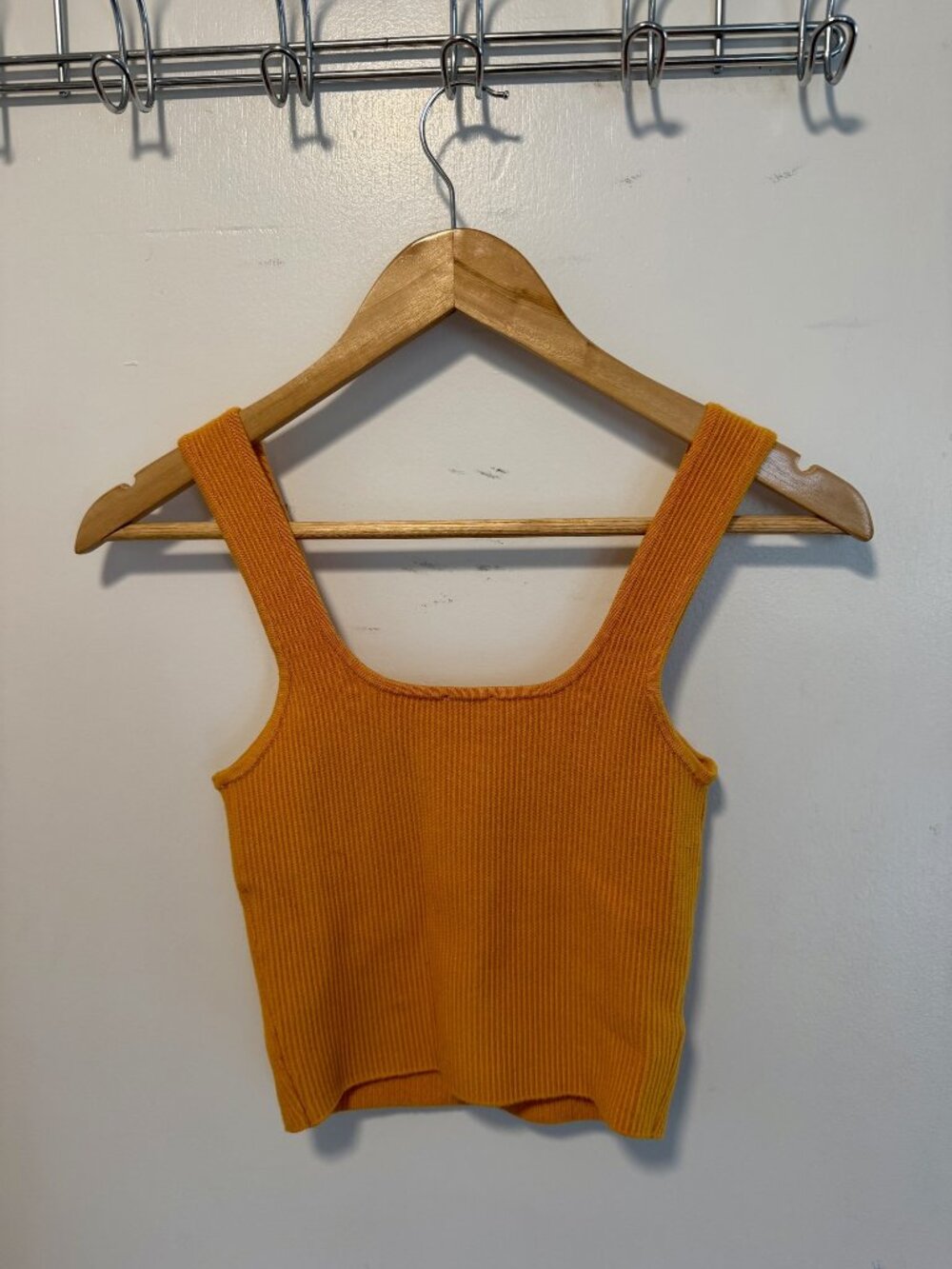 Mustard Ribbed Knit Crop sweater Tank Square Neck